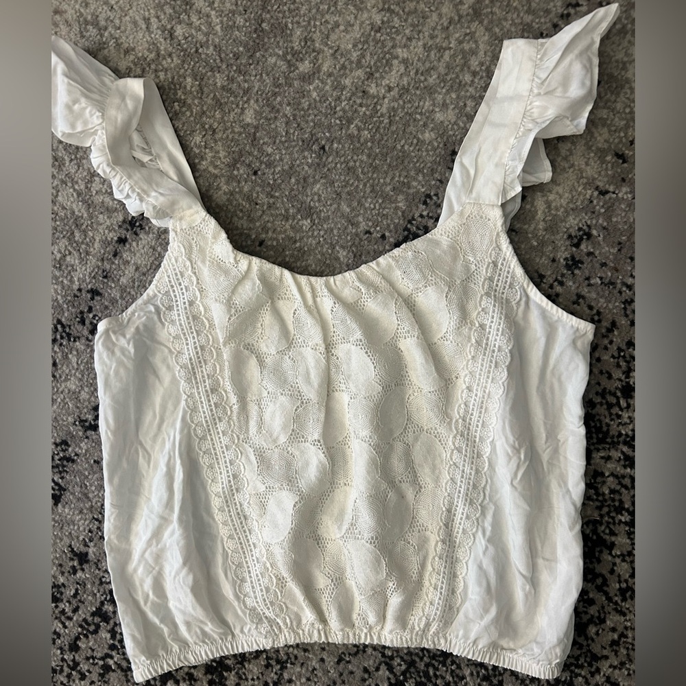 Chic White Ruffle Strap Women's Blouse